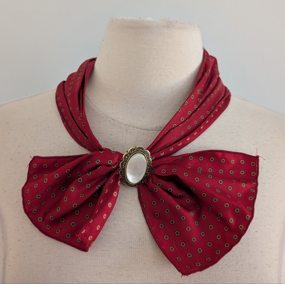 Vintage Accessories - Vintage West Germany Scarf Clip Slide Gold Tone Faux Pearl Oval Scarf Ring